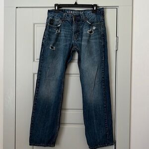 Aeropostale Essex straight mid rise‎ ripped distressed jeans Sz 30/30
